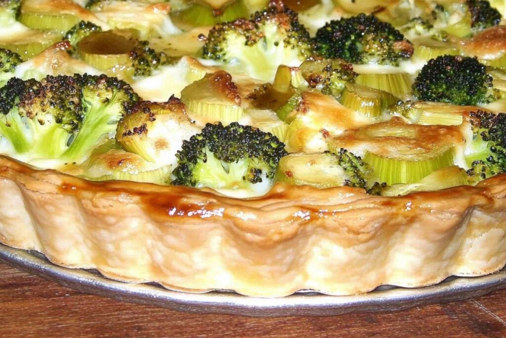 Tarta de puerro y brócoli