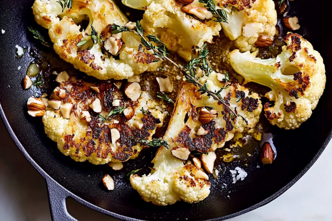 Chuletas de coliflor con avellanas