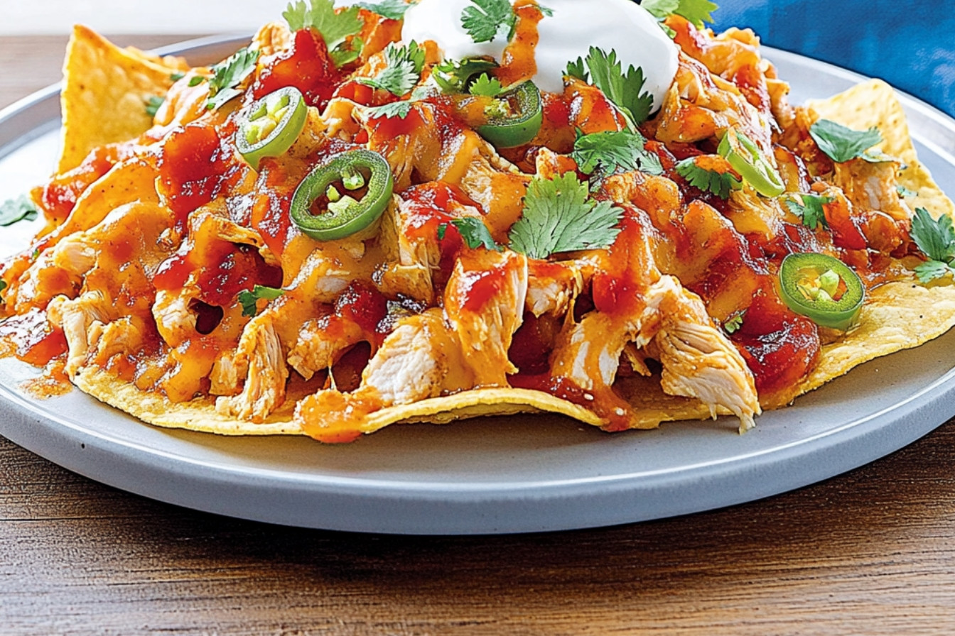 Nachos de pollo barbacoa