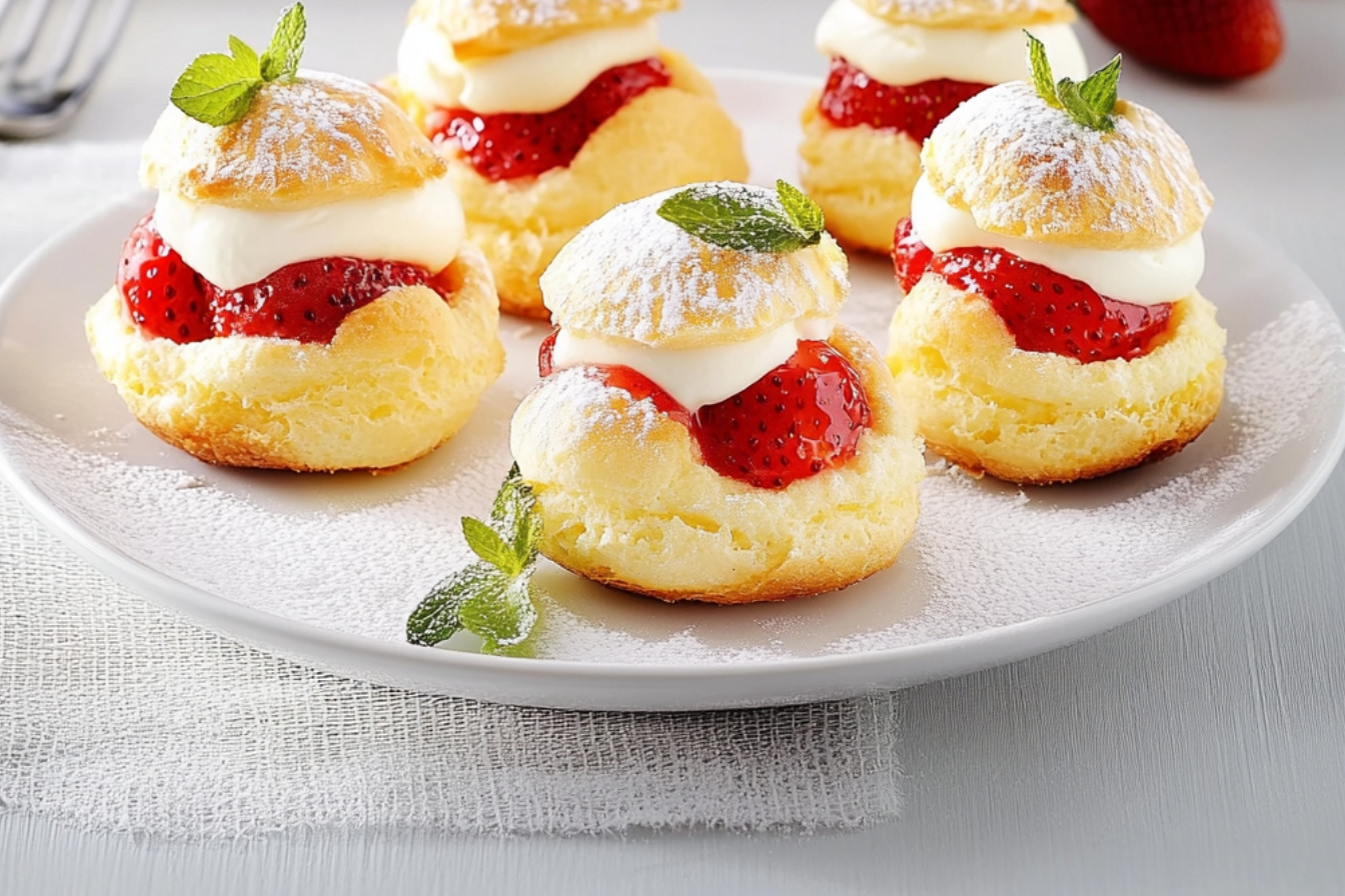 Choux à la crème aux fraises