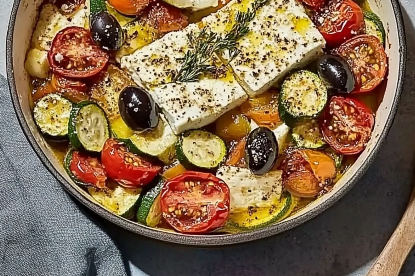 Feta al horno con verduras