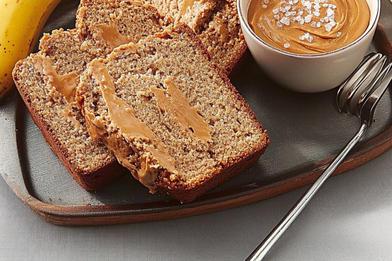 Pan de mantequilla de maní y plátano