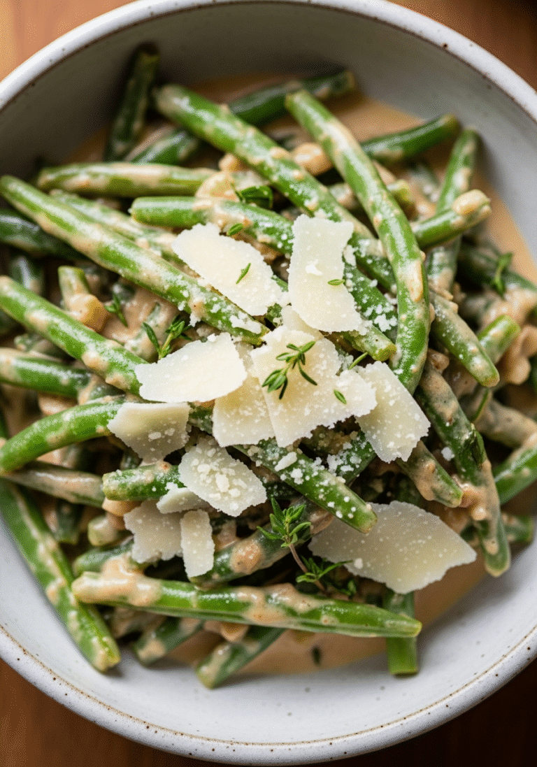 Judías verdes cremosas con parmesano