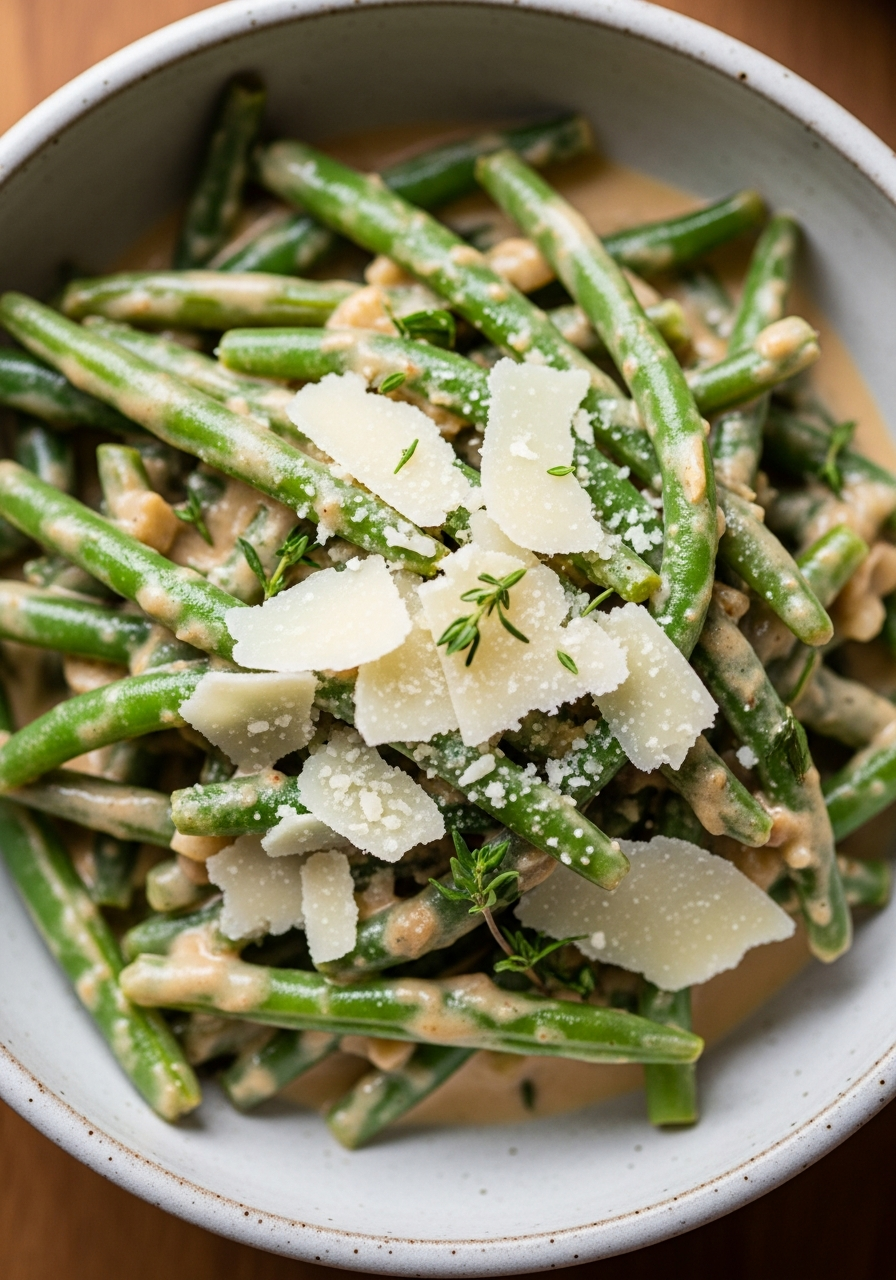 Judías verdes cremosas con parmesano