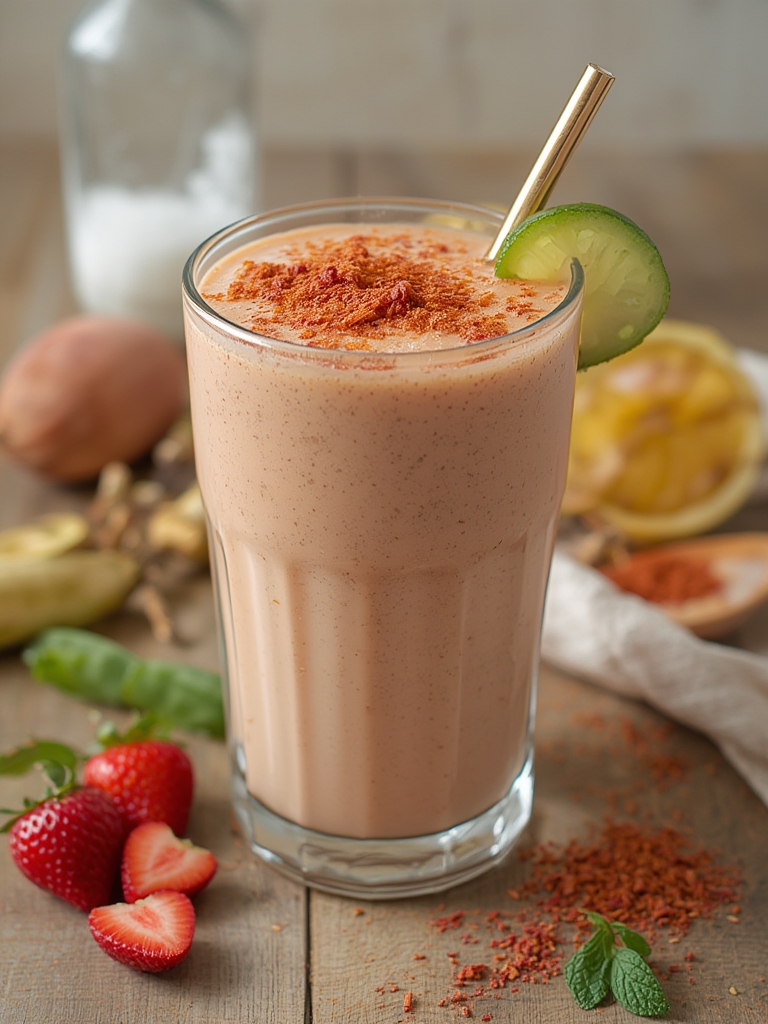 Ingredientes del batido de fresa y plátano