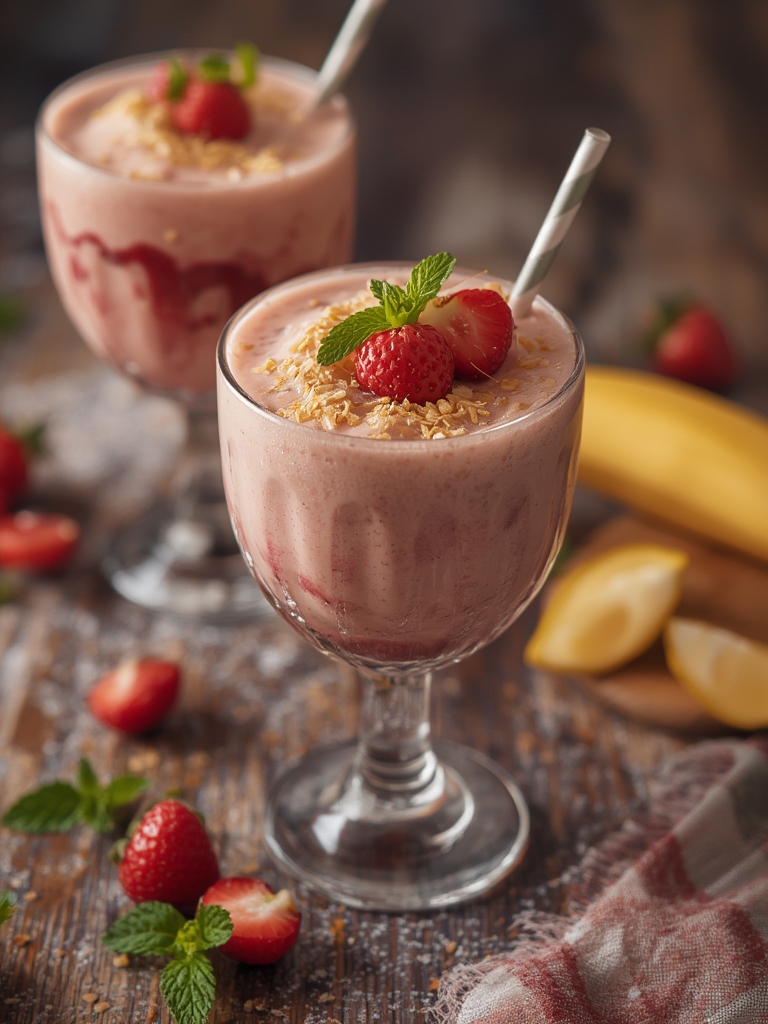Batido de Fresa y Plátano Cremoso y Saludable