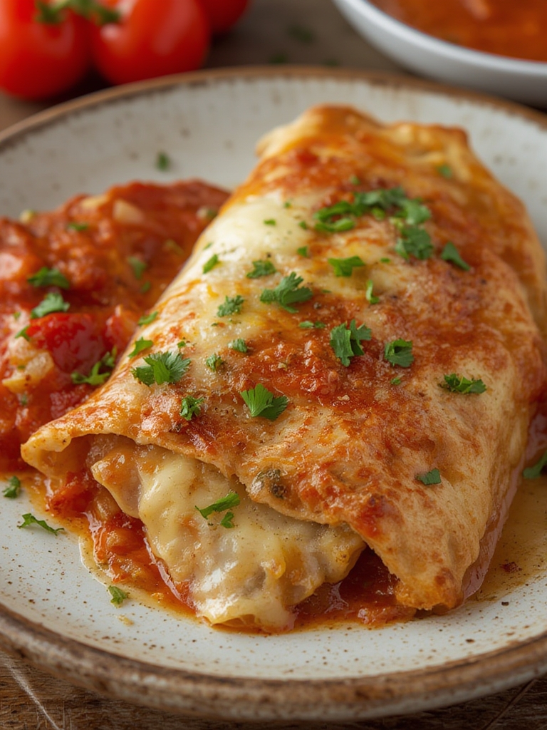 Calzone Relleno de Champiñones, Queso y Tomate