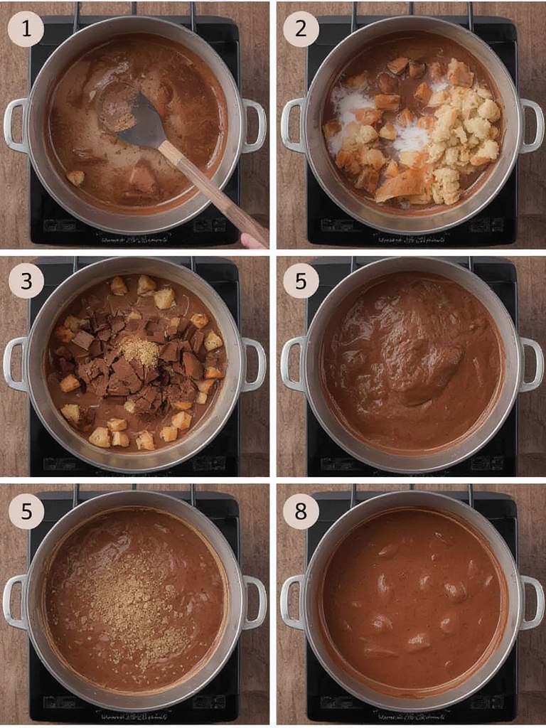 Imagen con pasos para hacer chocolate espeso