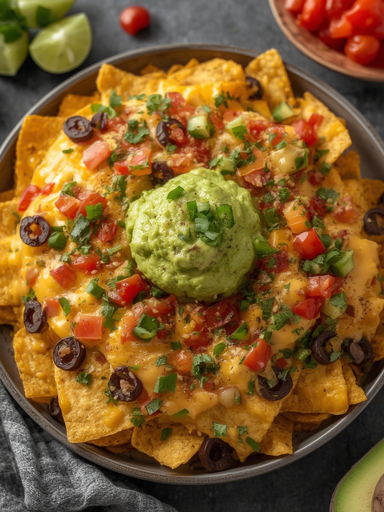 Nachos con Queso y Guacamole para Compartir