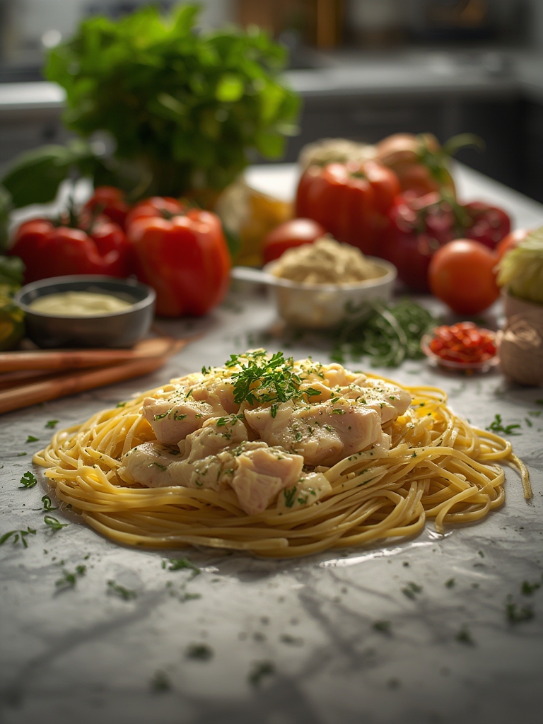 Pasta Alfredo con Pollo Cremosa y Deliciosaingredients