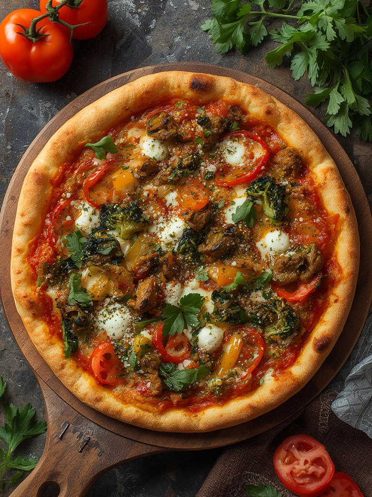 Pizza Vegetariana con Muchas Verduras de Temporada