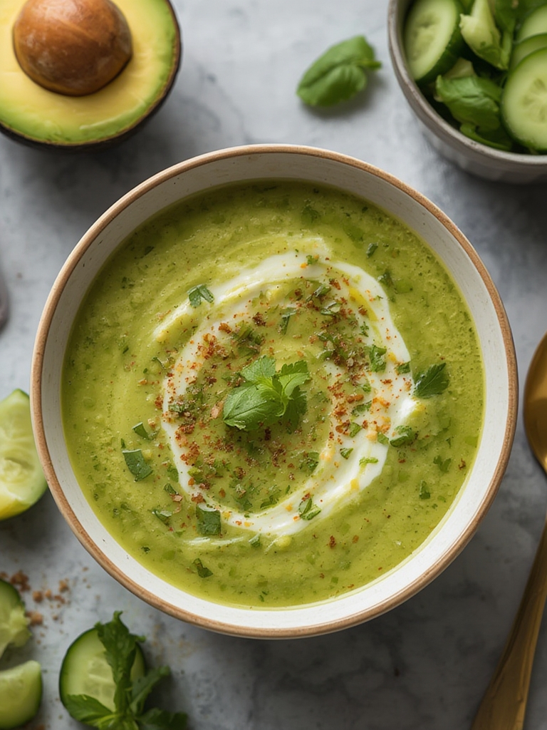 Refreshing Cucumber Avocado Cold Soup