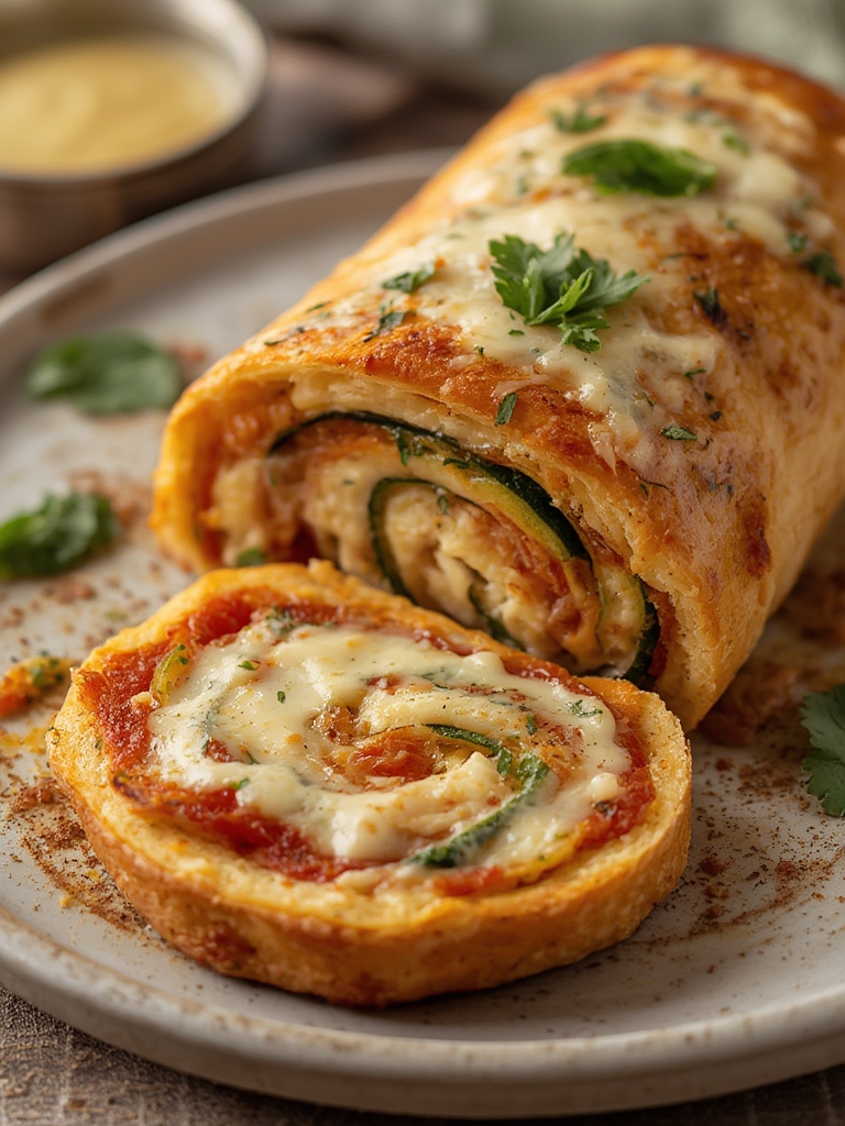 Rollo de Pizza (Stromboli) con Espinacas y Queso Feta