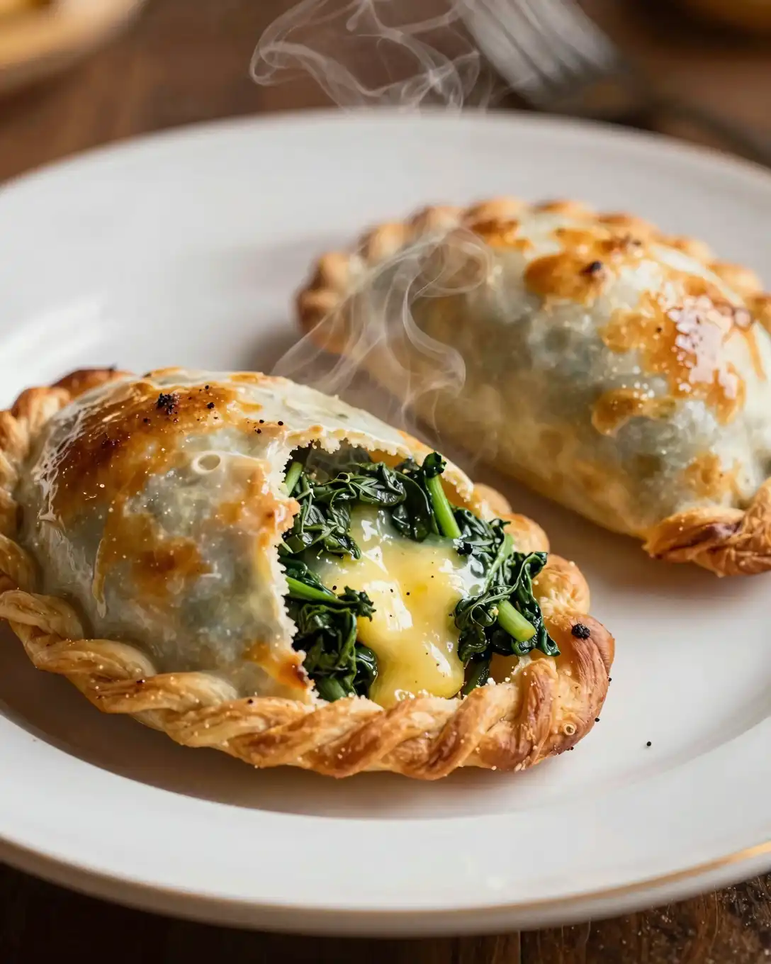Plato delicioso de Empanada de Espinacas y Queso Manchego