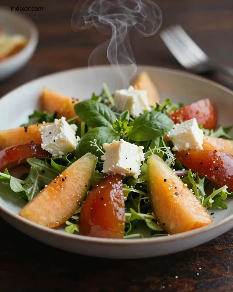 Plato delicioso de Ensalada de Frutas y Queso de Cabra
