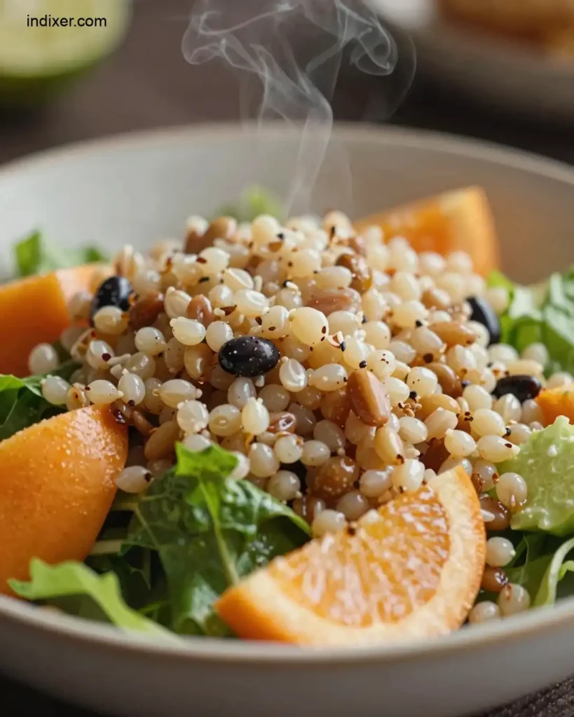 Plato delicioso de Ensalada de Quinoa y Frutas
