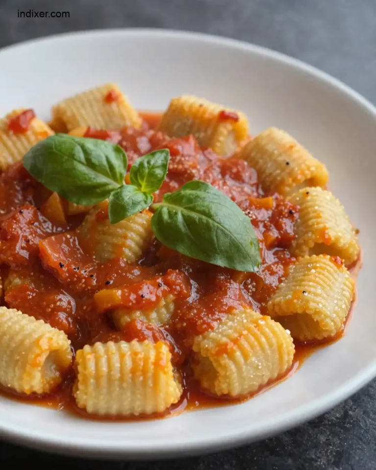 Plato delicioso de Gnocchi de Calabaza con Salsa de Tomate y Albahaca