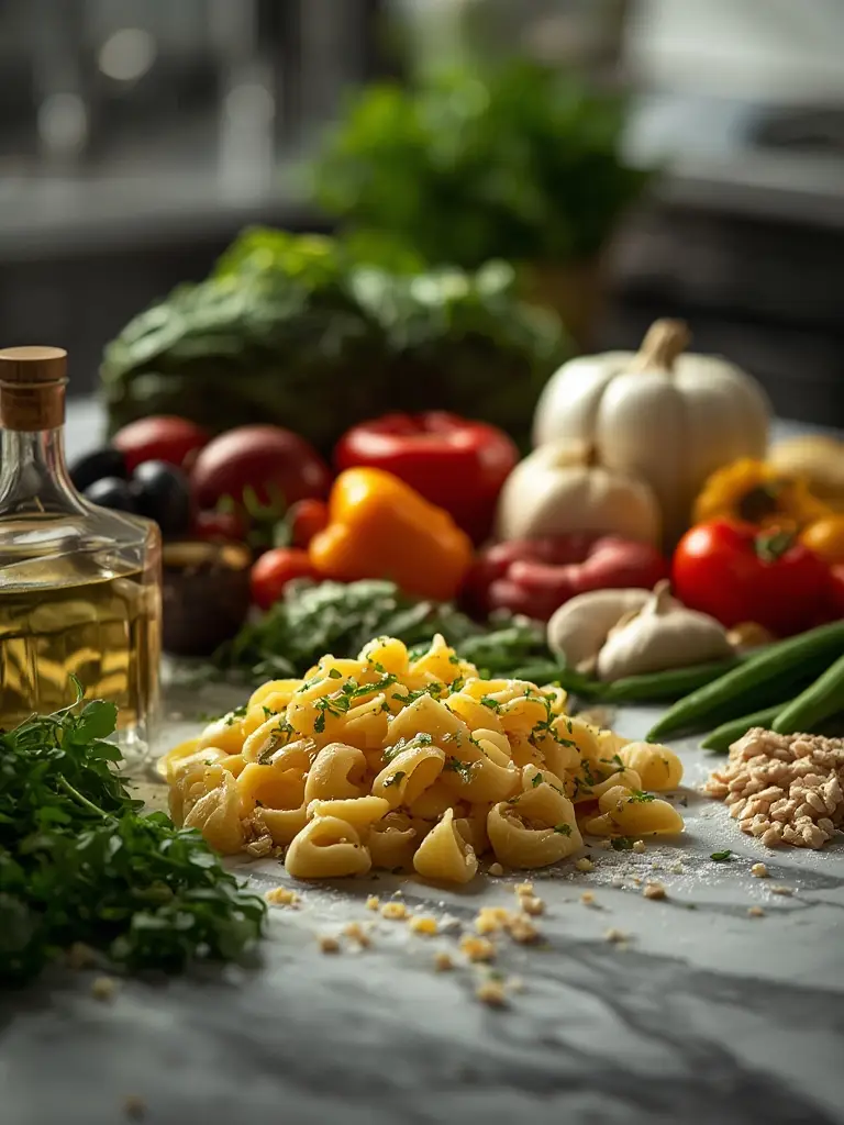 Ingredientes para orecchiette con cime di rapa