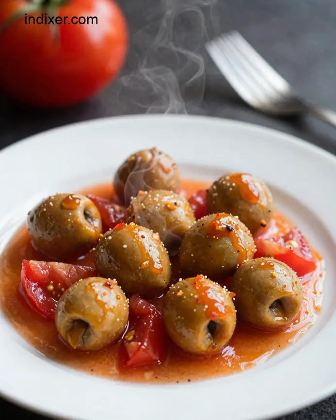 Plato delicioso de Pan con Tomate y Aceitunas