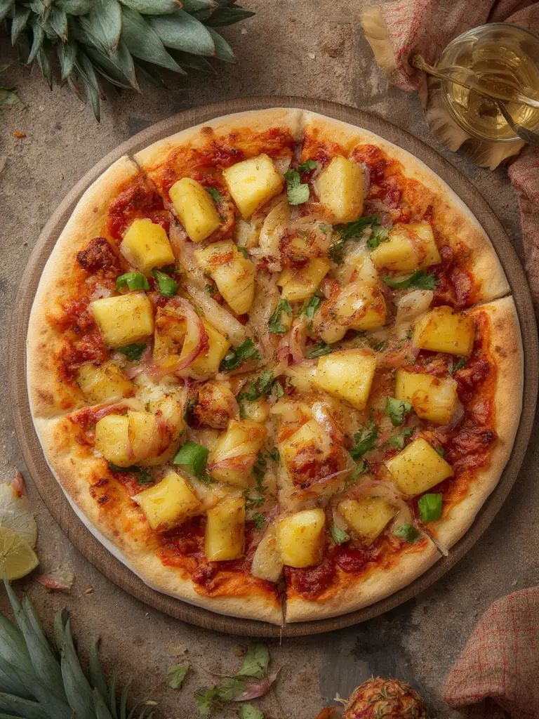 Pizza Hawaiana con Piña y Pavo (Alternativa sin jamón)