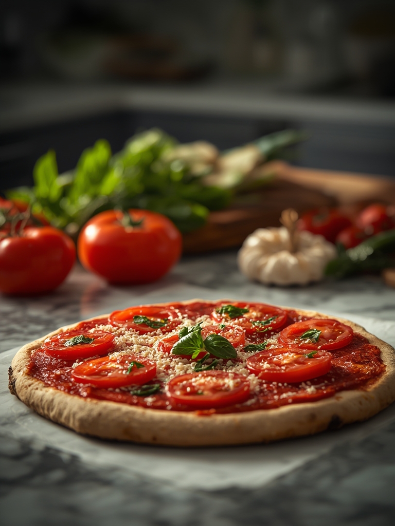 Ingredientes para pizza con rúcula