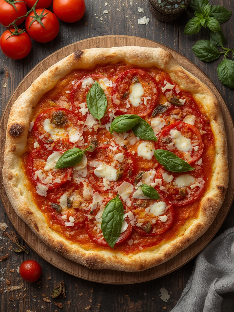 Pizza con Rúcula, Tomates Cherry y Parmesano