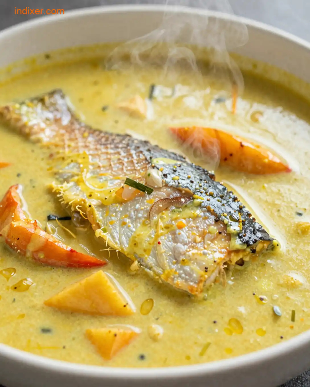 Plato delicioso de Sopa de Pescado al Curry