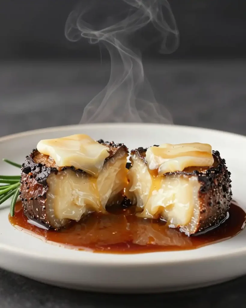Detalle paso a paso de la preparación de Tapas de Champiñón Rellenos de Queso de Cabra y Romero con Reducción Balsámica