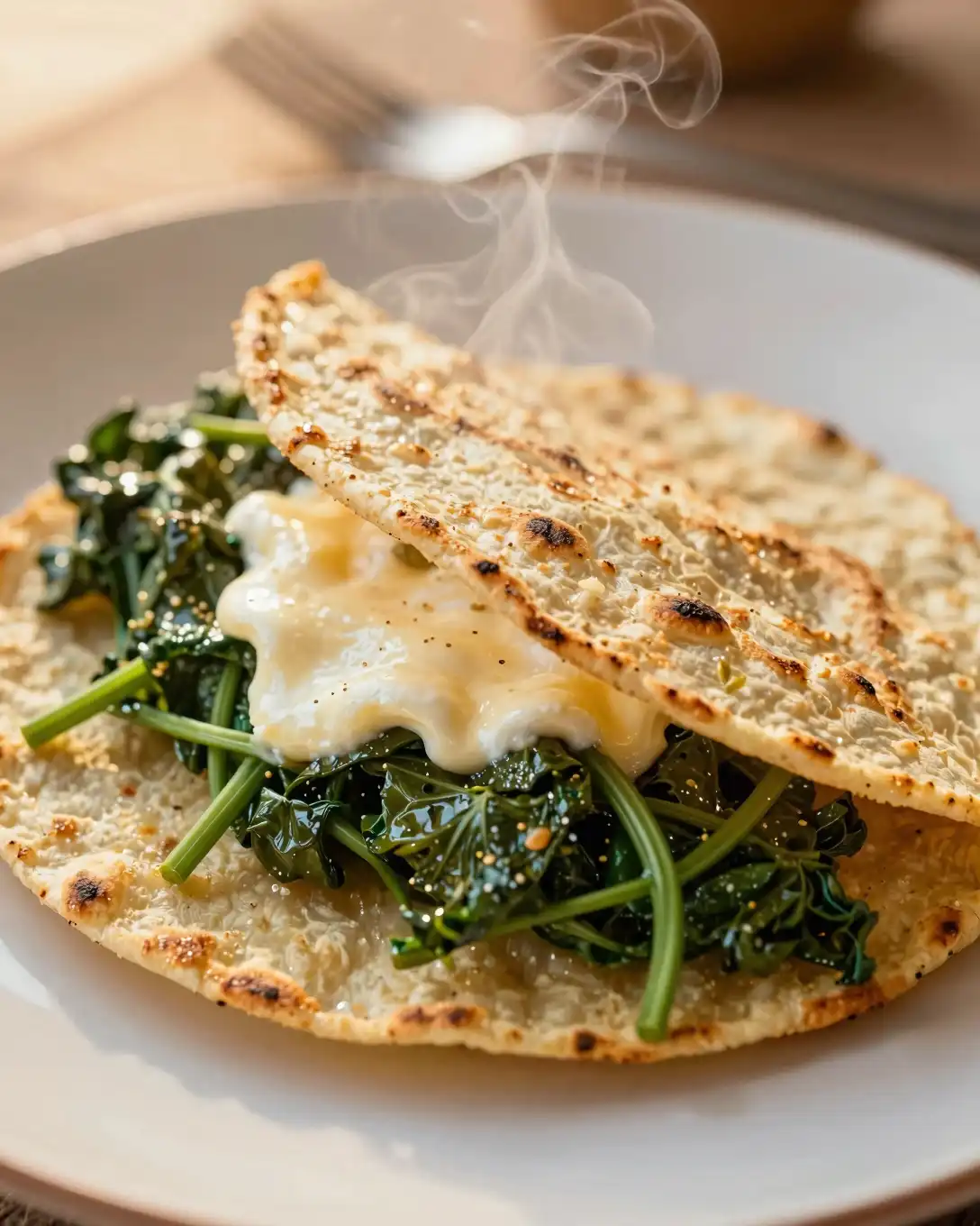Plato delicioso de Tortilla de Espinacas y Queso de Cabra