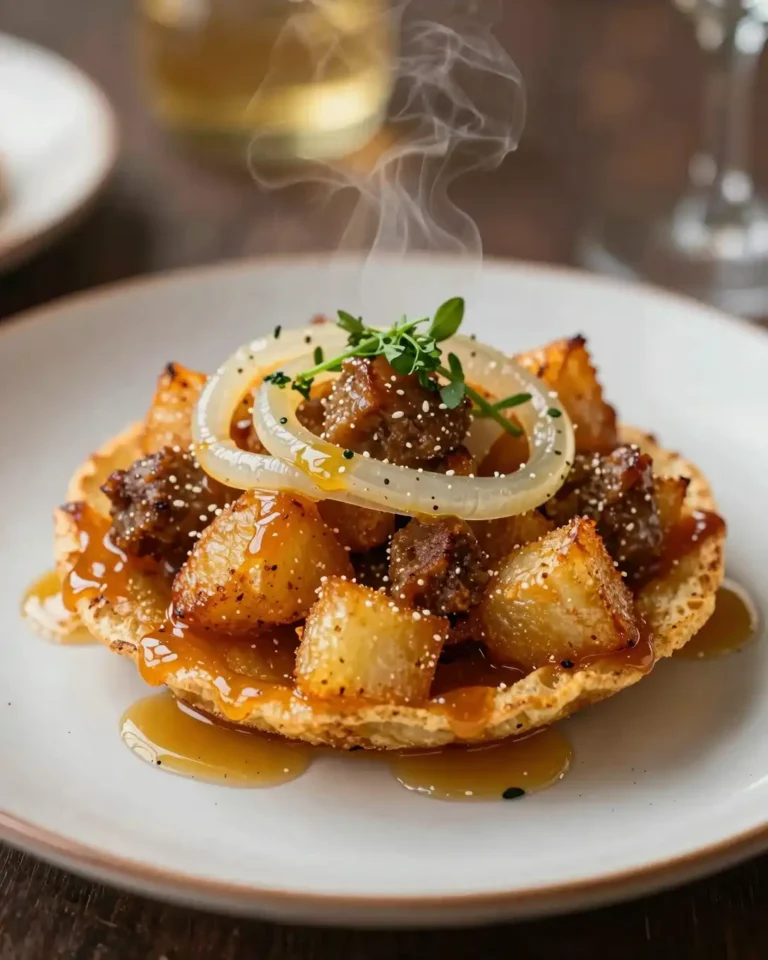 Plato final de Tortilla de Patatas Jugosa con Cebolla Caramelizada
