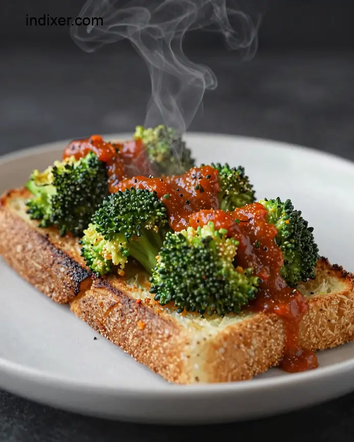 Plato delicioso de Tosta de Brócoli con Romesco