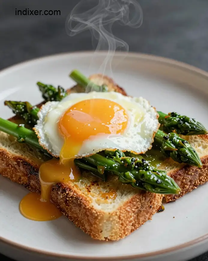 Plato delicioso de Tosta de Espinacas con Huevo Poché