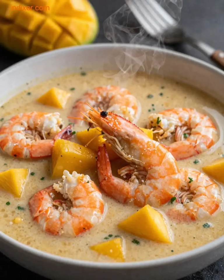 Plato delicioso de Ceviche de Camarón con Mango