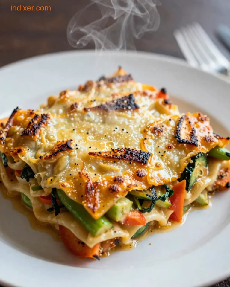 Plato delicioso de Lasaña de Verduras Asadas