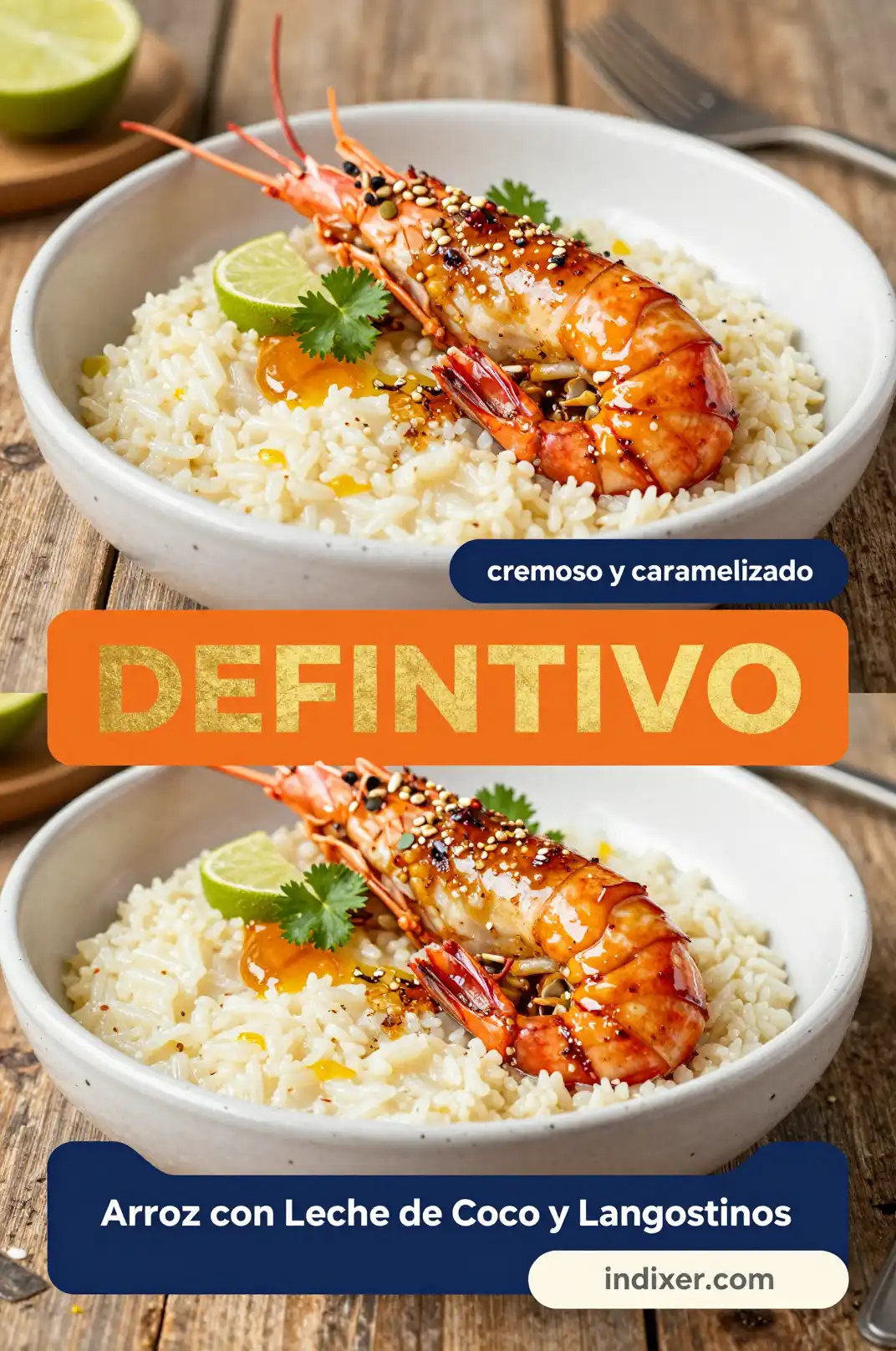 Arroz con Leche de Coco y Langostinos - Mariscos - Indixer