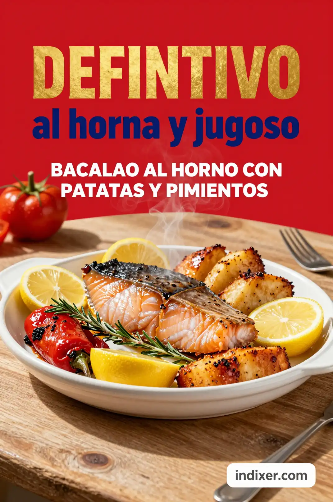 Bacalao al Horno con Patatas y Pimientos - Recetas para Cena - Indixer