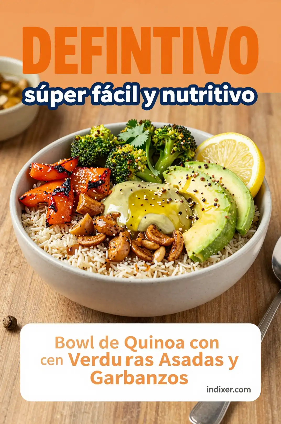 Bowl de Quinoa con Verduras Asadas y Garbanzos - Comida Saludable - Indixer