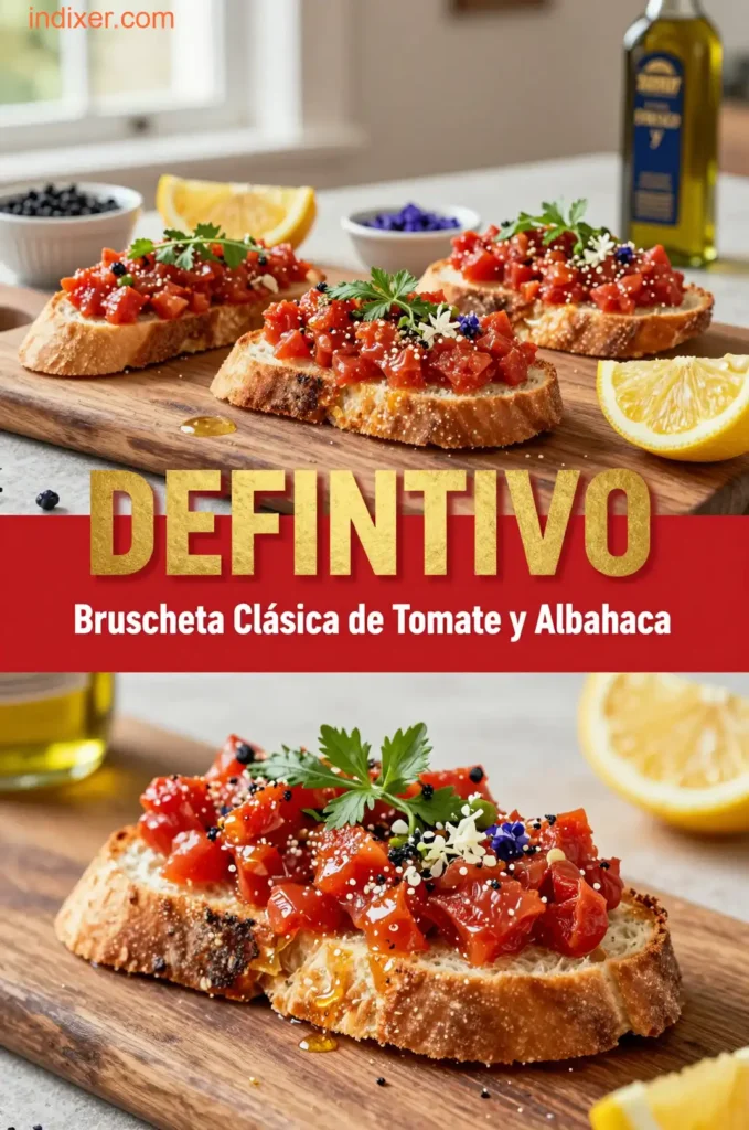 Bruschetta Clásica de Tomate y Albahaca - Aperitivos y Salsas - Indixer