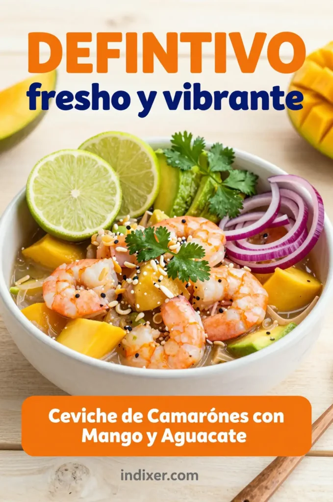 Ceviche Fresco de Camarones con Mango y Aguacate - Mariscos - Indixer
