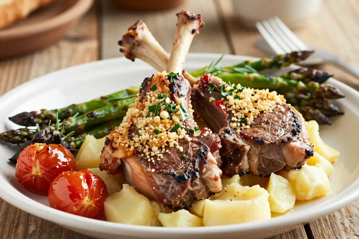 Chuletas de Cordero a las Finas Hierbas plato terminado