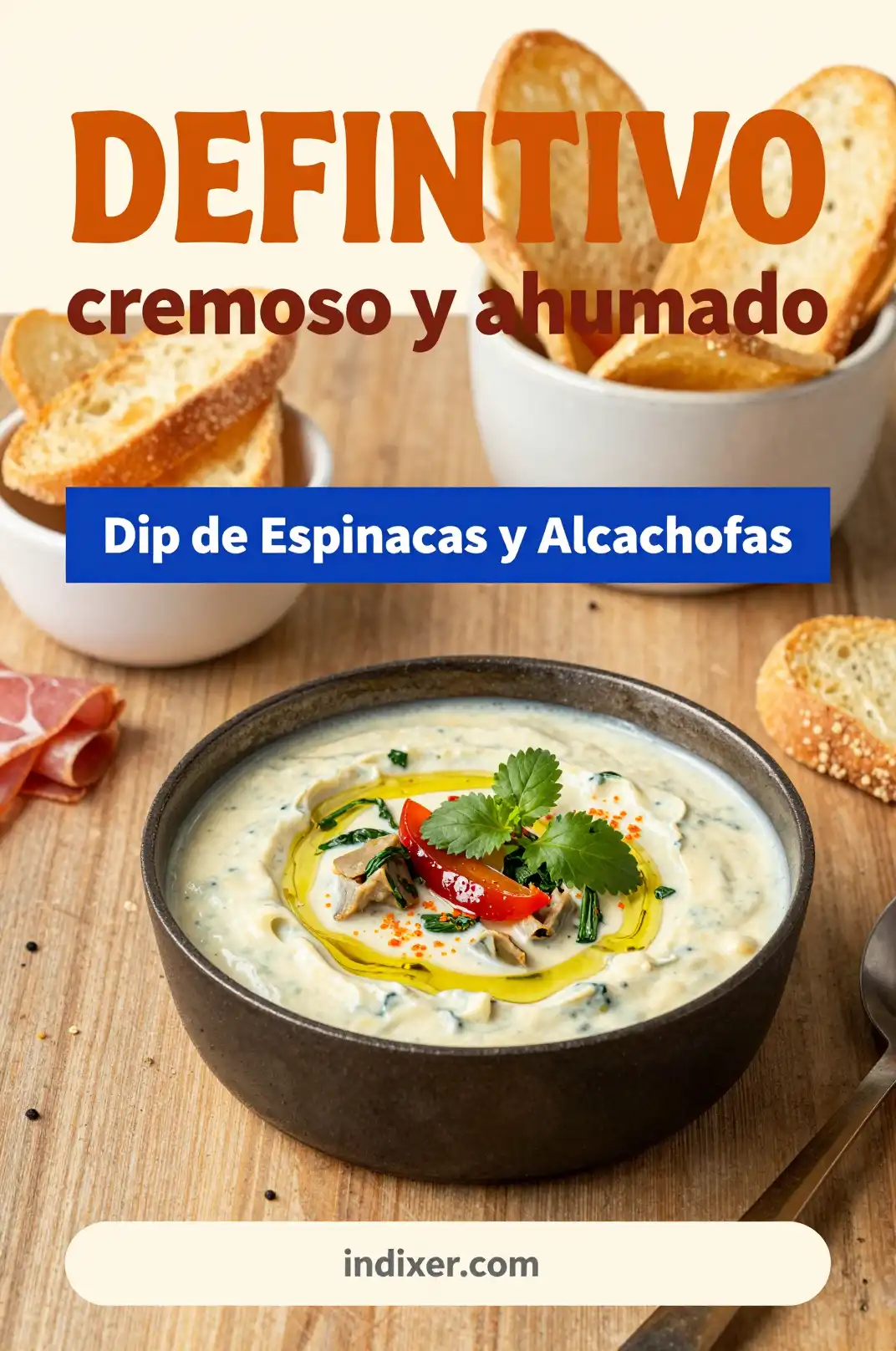 Dip Cremoso de Espinacas y Alcachofas - Aperitivos y Salsas - Indixer
