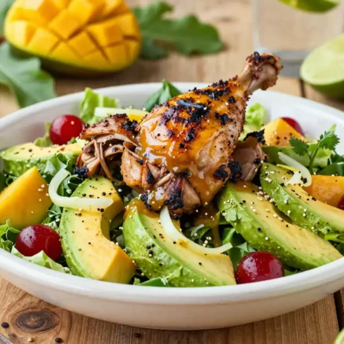 Ensalada de Pollo a la Parrilla con Mango y Aguacate - Tarjeta de Receta
