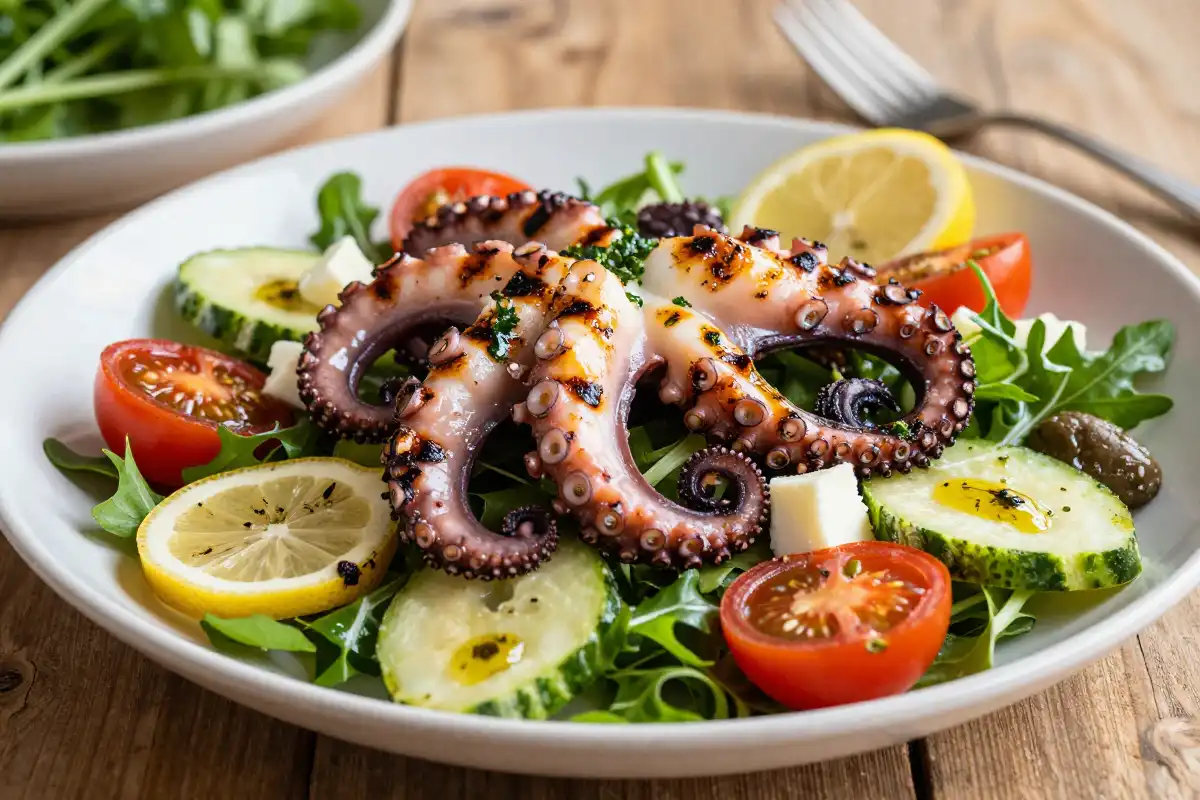 Ensalada de Pulpo a la Parrilla con Vinagreta de Cítricos plato terminado