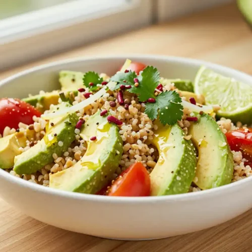 Ensalada de Quinoa con Aguacate y Garbanzos - Tarjeta de Receta