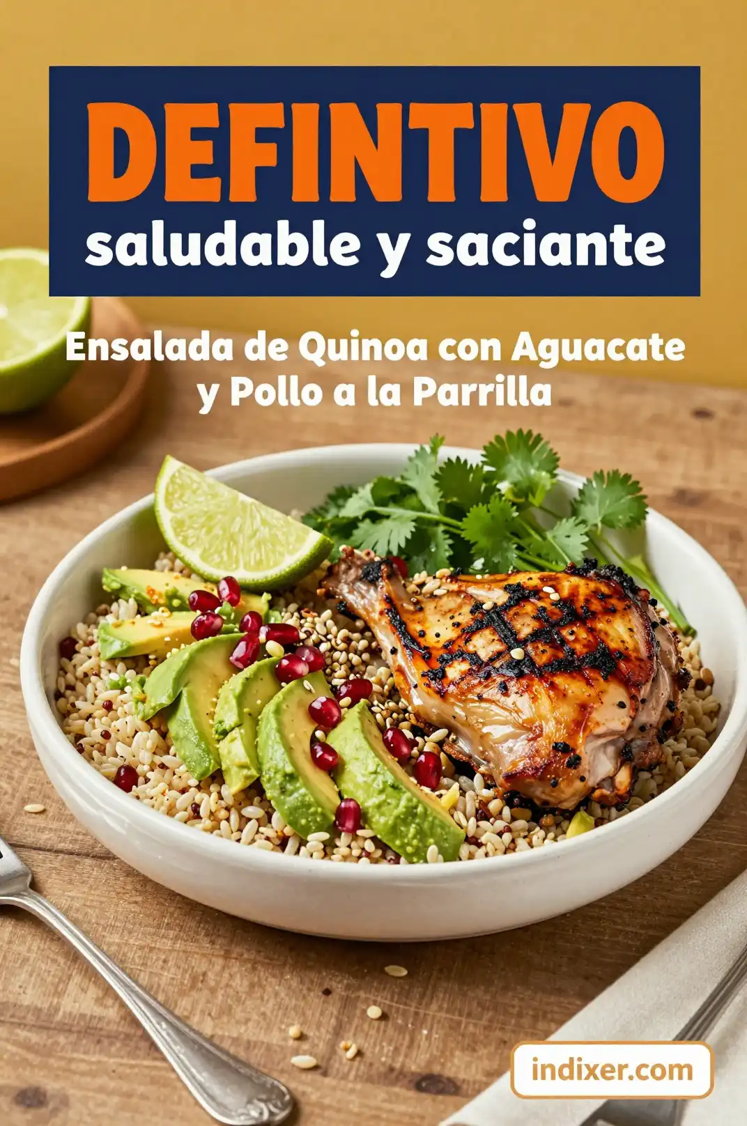 Ensalada de Quinoa con Aguacate y Pollo a la Parrilla - Comida Saludable - Indixer