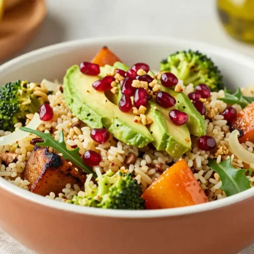 Ensalada de Quinoa con Vegetales Asados y Rúcula - Tarjeta de Receta