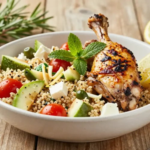 Ensalada Mediterránea de Quinoa y Pollo a la Parrilla - Tarjeta de Receta