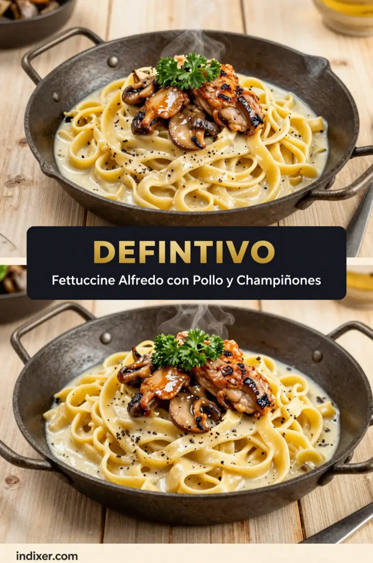 Fettuccine Alfredo con Pollo y Champiñones - Pasta - Indixer