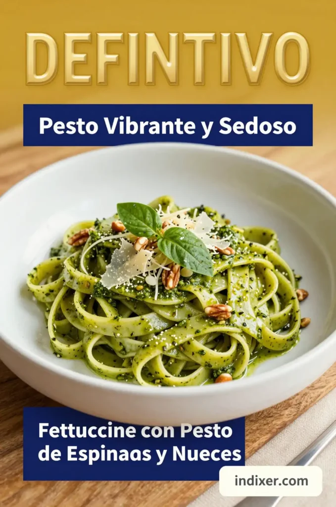 Fettuccine con Pesto de Espinacas y Nueces - Pasta - Indixer