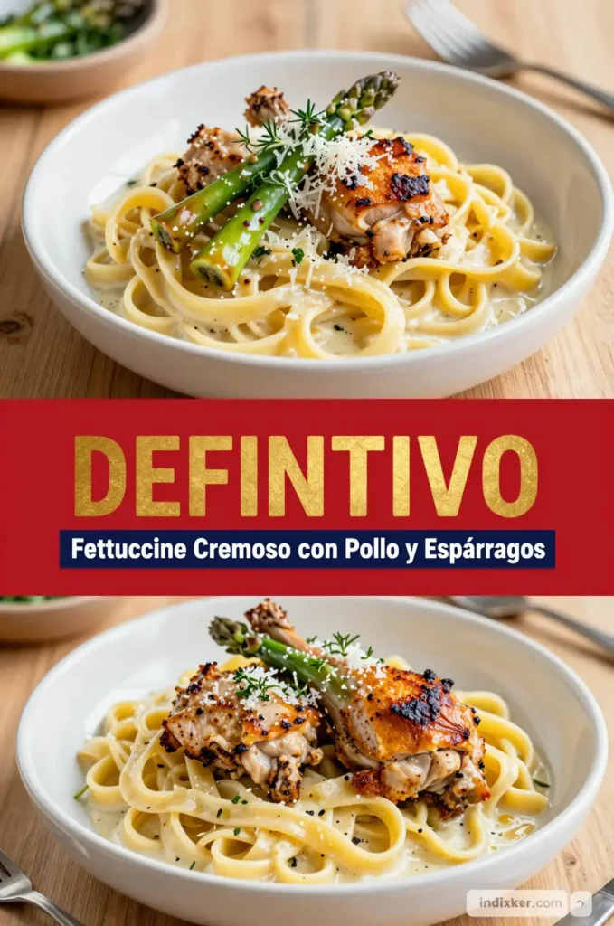 Fettuccine Cremoso con Pollo y Espárragos - Pasta - Indixer